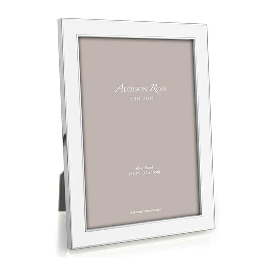 White Enamel 5" x 7" Picture Frame with Silver Trim - 1 Each