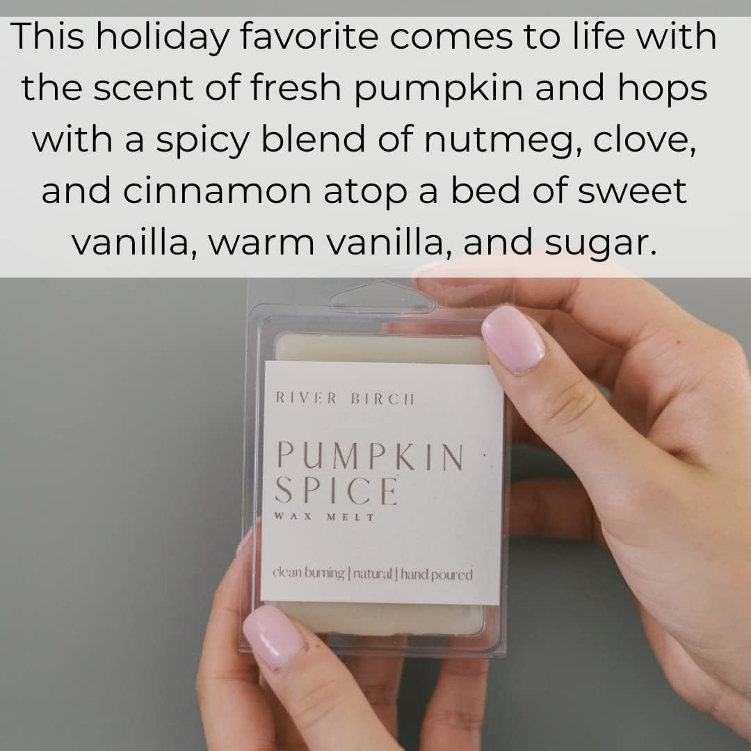 3 Pack Pumpkin Spice Scented Clean Natural Soy Wax Melts Tarts – Total 7.5 Oz. of Scented Wax Melts, Fall Scent, Gift Pack, Made in USA River Birch Candles