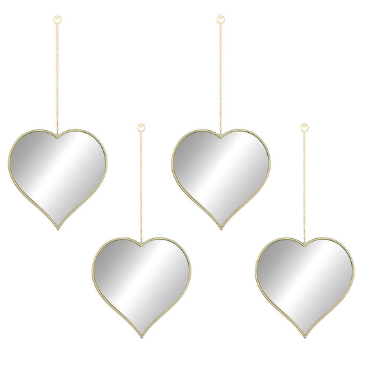 4pc Mirror Set with Metal Chain | Heart on a String | Size: 4 - 10" Mirrors