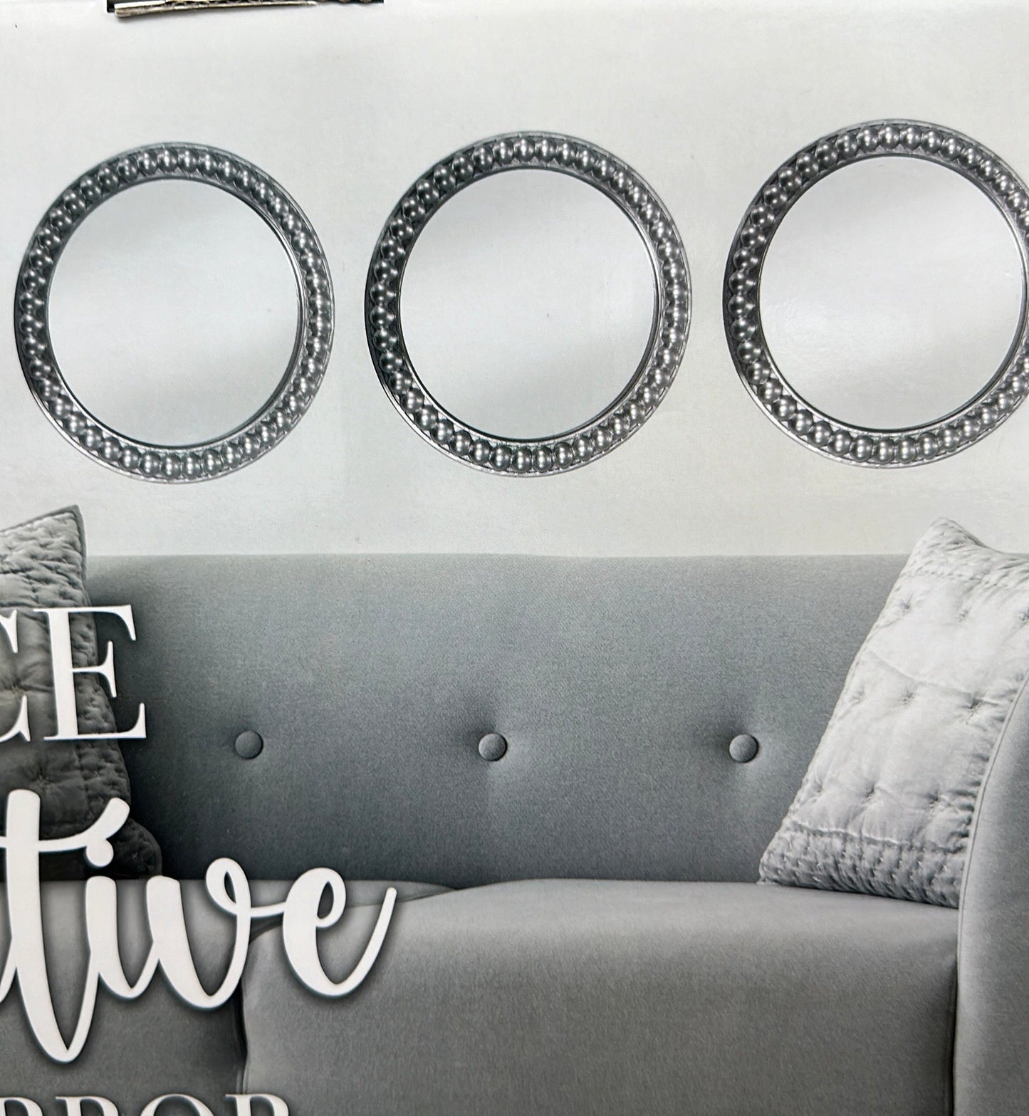 3PC BEADED MIRROR SET IN CLASSIC FINISHES - SIZE: 3 - 10" Mirrors