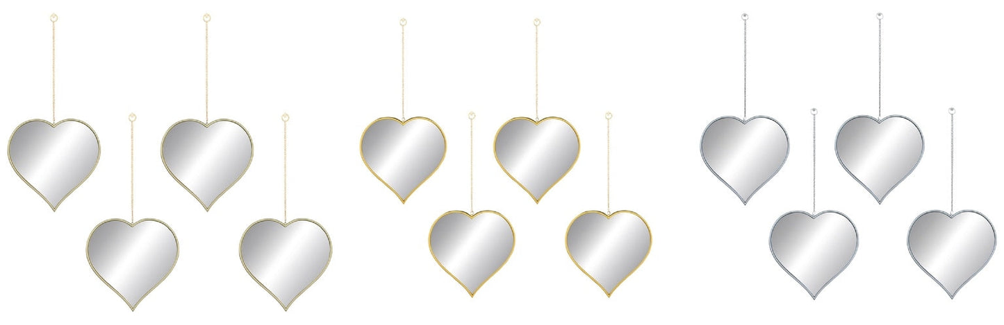 4pc Mirror Set with Metal Chain | Heart on a String | Size: 4 - 10" Mirrors