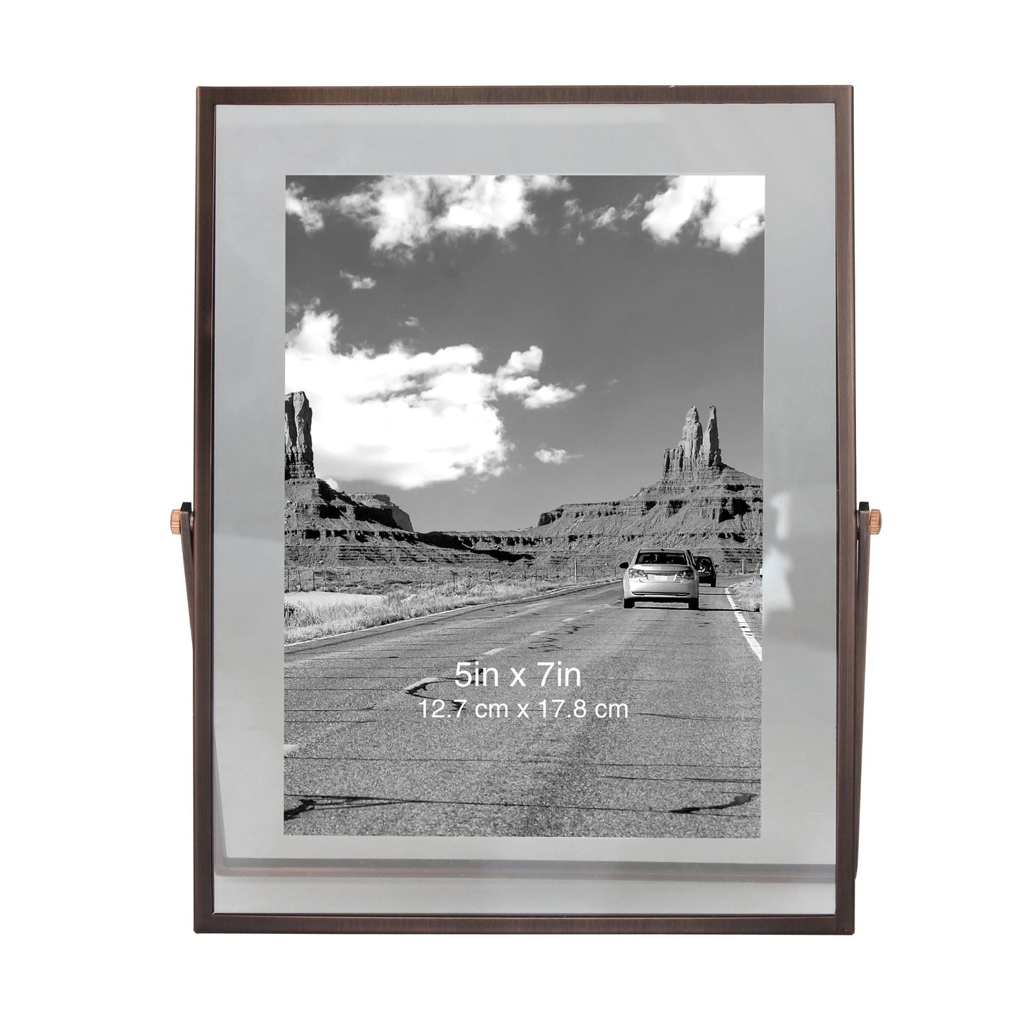 5" x 7" Rectangle Metal Tabletop Floating Picture Frame, Copper