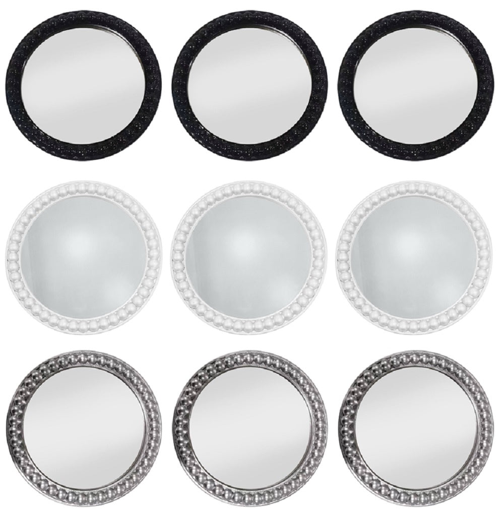 3PC BEADED MIRROR SET IN CLASSIC FINISHES - SIZE: 3 - 10" Mirrors