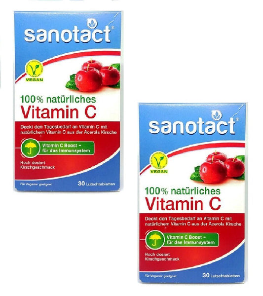 2xPack Sanotact Natural Vitamin C Lozenges - 60 pieces