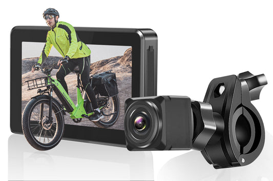 4.3" AHD 1080P Monitor E-bike Rear View Mirror, Night Vision Bike Camera for Handlebars