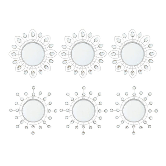 3PC JEWELED METAL MIRROR SETS IN GOLD & SILVER - SIZE: 3 - 10" Mirrors