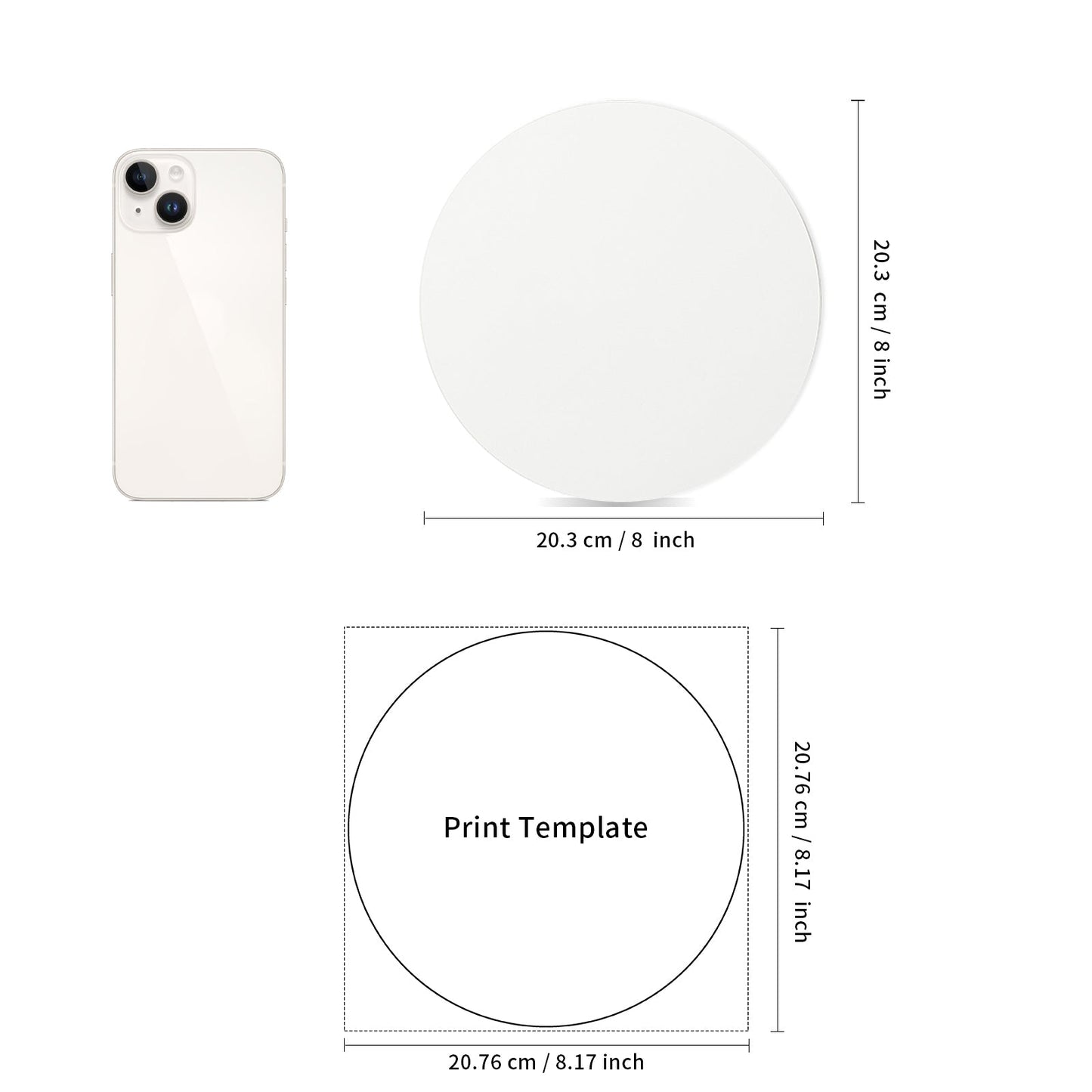 Wholesale MDF White Home decor sublimation photo frame with stand Round Shape 8 inch 12 Pieces