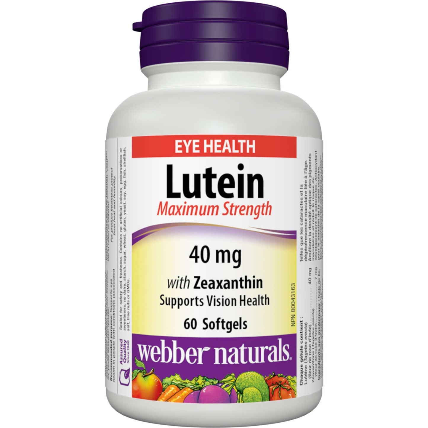 Webber Naturals Lutein with Zeaxanthin 40mg Maximum Strength Superior 60 pcs NEW