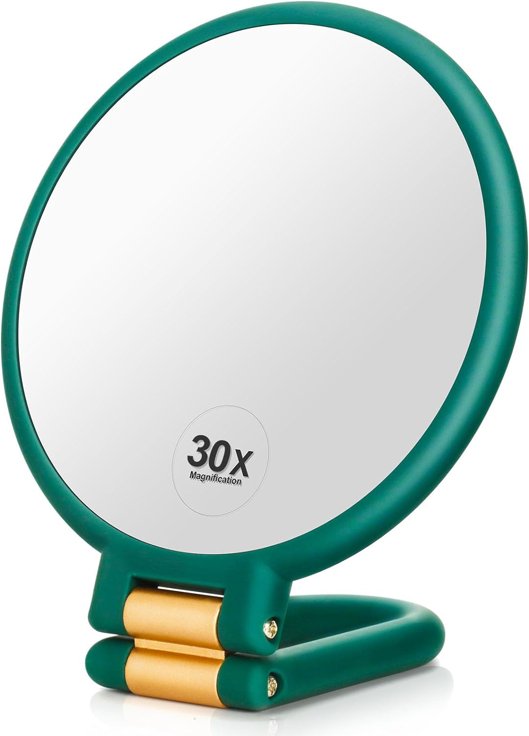 1x 30x Magnifying Travel Mirror, Hand Mirror with Handle - Double Side Hand Held Mirror with 1x30x Magnification & Foldable Handle, Portable Travel Makeup Hand Mirror for Women (Army Green)