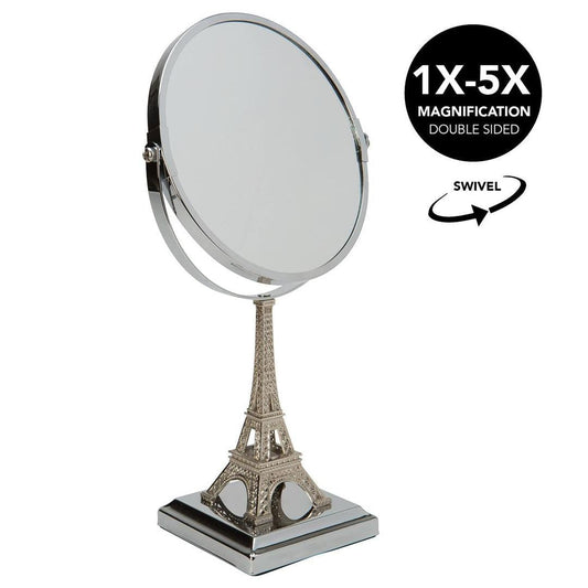 7" Double Sided Swivel Eiffel Tower Vanity Mirror - 1x-5x Magnification