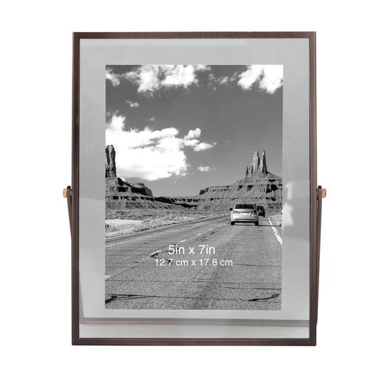 5" x 7" Rectangle Metal Tabletop Floating Picture Frame, Copper