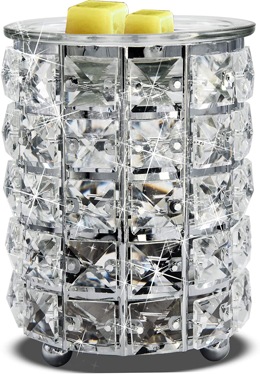 Wrought Iron Crystal Wax Melt Warmer Electric Oil Burner Wax Melt for Home, Kitchen, Living Room, Bedroom, Spa(Silver)