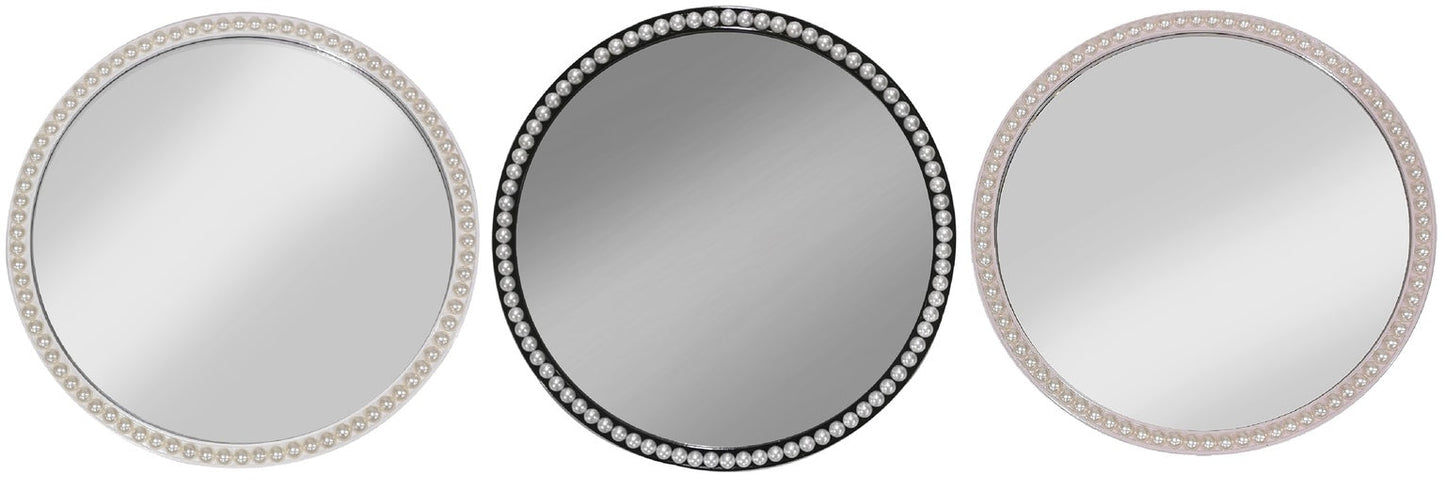 20" PEARL INLAY MIRROR IN EBONY, IVORY, & BLUSH